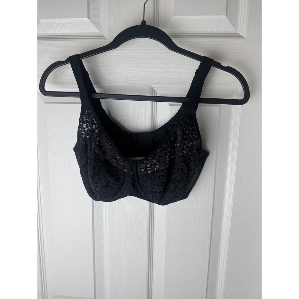 Chantelle Black Solid Lace Underwired Full Coverage Bra Hook & Eye 36 DDD